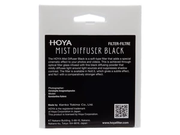 Hoya Mist Diffuser Black No1, 72 mm, Diffusjonskamerafilter, Ingen belegg, 1 stykker