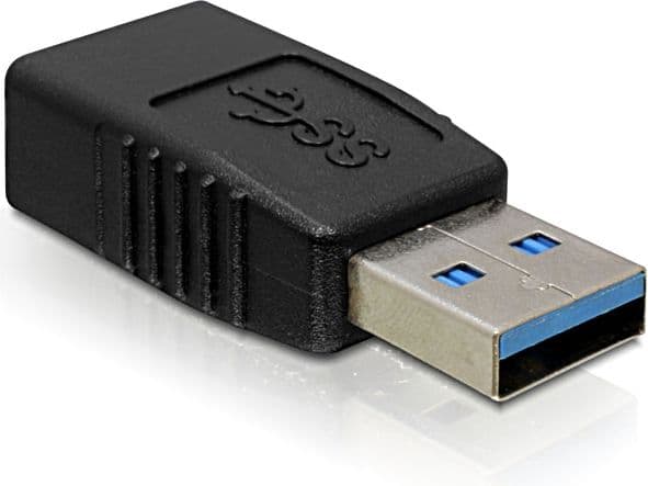 DeLOCK USB 3.0-A Adapter, USB-A, USB-A, Musta