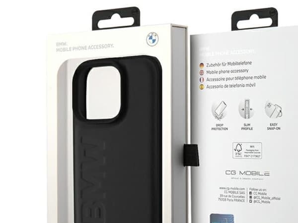 BMW læder hot stamp-etui til iPhone 16 Pro - svart