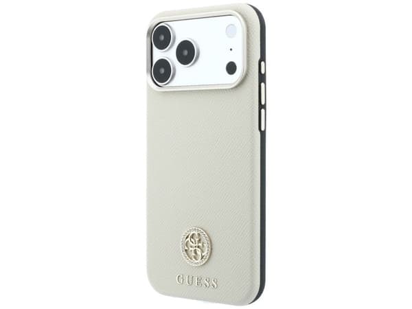 Guess Grained Round Strass Logo MagSafe Case for iPhone 18 Pro / 17 Pro - Beige