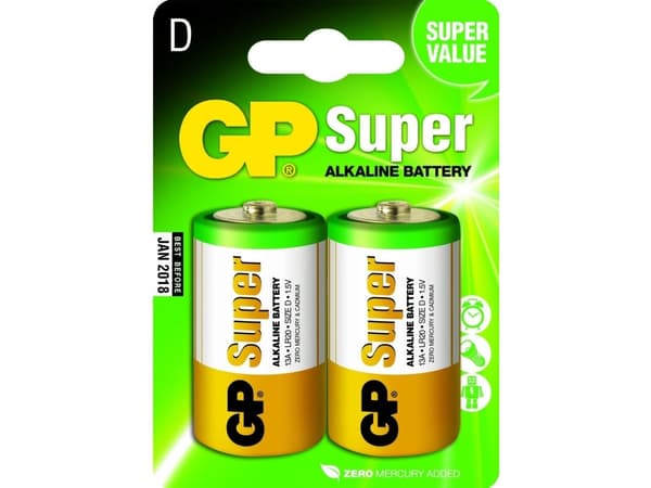 GP Super Alkaline D-batteri 13A/LR20 2-pak
