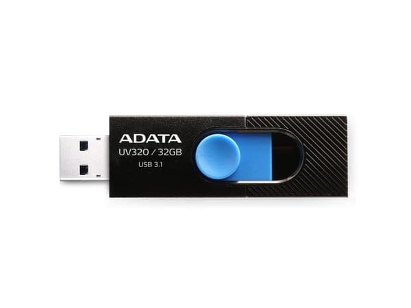 ADATA UV320 - USB-minnepinne - 32 GB - USB 3.1 - sort/blå