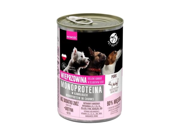 PET REPUBLIC Monoprotein Pork - våtfoder för hundar - 400 g