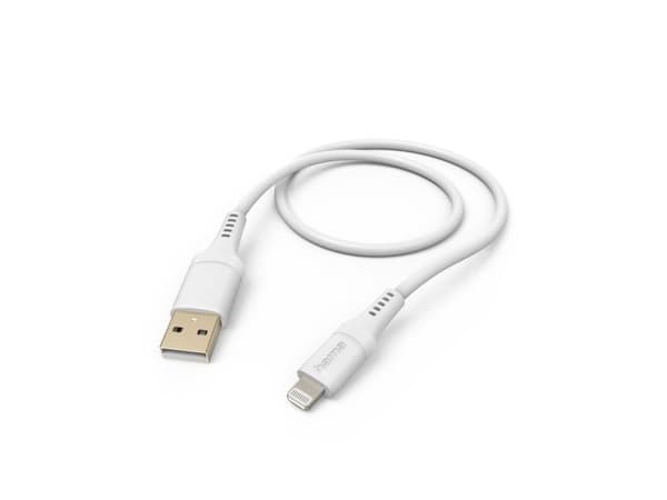 Hama Flexible, 1,5 m, Lightning, USB A, Hankoppling, Hankoppling, Vit
