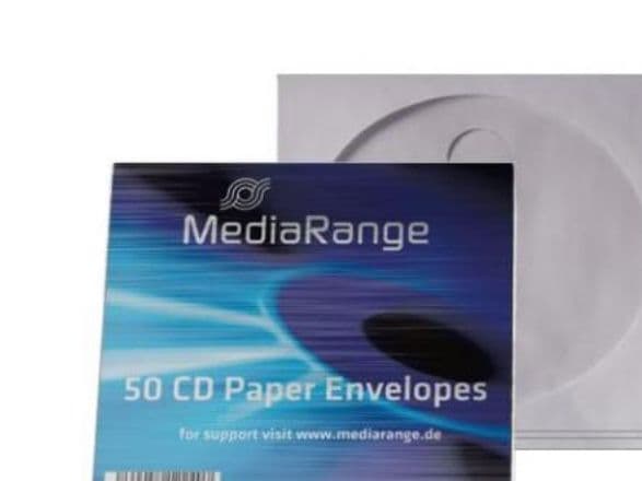 MediaRange Retailpack 50 CD Paperbag with Flagwindow - CD/DVD-muffe - kapasitet: 1 CD/DVD - hvit