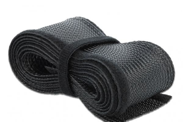 Delock Braided Sleeving with Hook-and-Loop Fastener - Kabelhölje - 2 m - svart