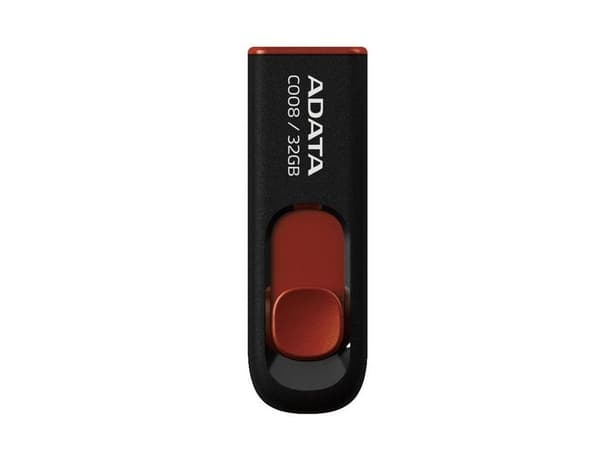 ADATA Classic Series C008 - USB-flashstasjon - 32 GB - USB 2.0 - svart, rød