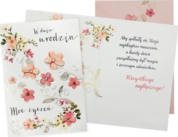 B6 dame bursdagskort, blomster