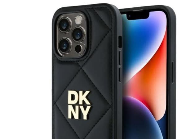 DKNY quiltet Stack Logo-deksel til iPhone 14 Pro Max - svart