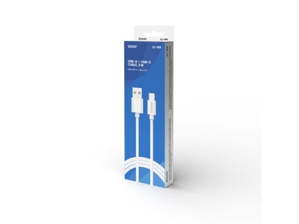 USB-kaapeli 2 m USB 2.0, USB A - USB C Valkoinen SAVIO CL-168