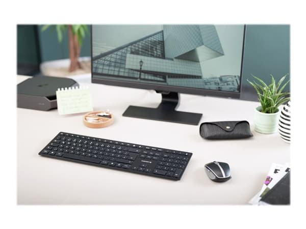 CHERRY KW 9100 SLIM, Langaton, RF Wireless + Bluetooth, QWERTY, Musta