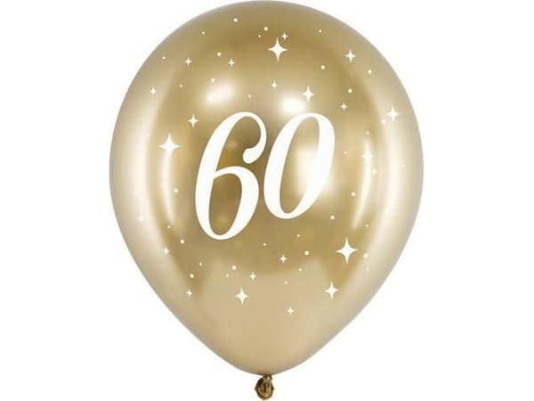 PartyDeco blanke ballonger 30 cm, 60, gull one size