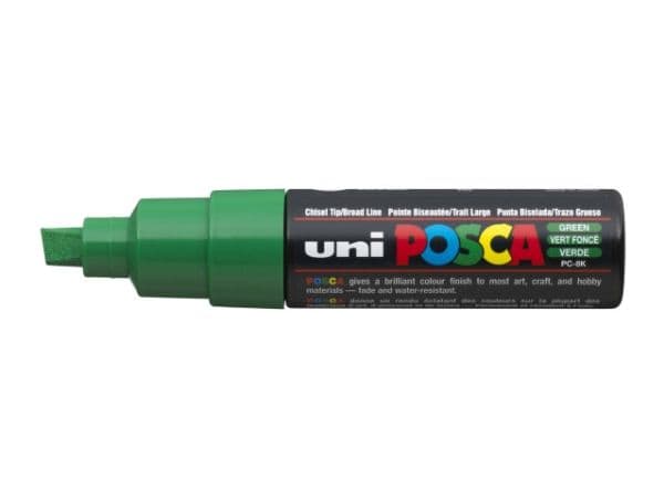 Paintmarker, Uni Posca, PC-8K, 8MM Rund spids, grøn, permanent - (6 stk.)