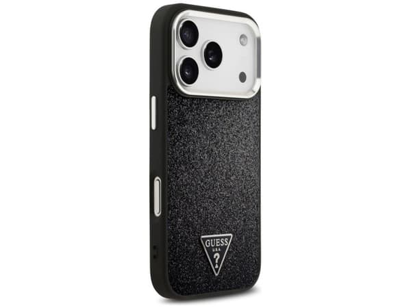 Guess Glitter Triangle Logo MagSafe-deksel til iPhone 17 Pro - Svart