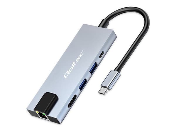 Qoltec - Dockningsstation - USB-C - HDMI - 100Mb LAN