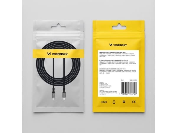 Wozinsky USB-C - USB-C 1 m USB-kaapeli Musta (5907769376740)