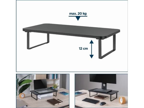 Gembird MS-TABLE-03 - Stativ - rectangle - for skjerm / notebook - plastikk, stål, sponplate - svart - skrivebord