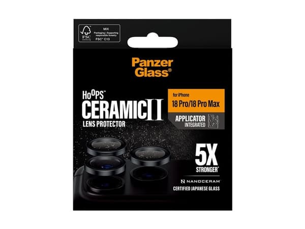 PanzerGlass ® Hoops® Ceramic Camera Lens Protector iPhone 18 Pro | 18 Pro Max, Apple - iPhone 2026 Pro, Apple - iPhone 2026 Pro Max, Asennus kuivan...