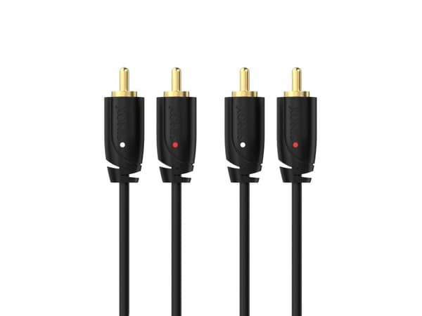 Sinox SXA04205, 2 x RCA, Hankjønn, 2 x RCA, Hankjønn, 5 m, Sort