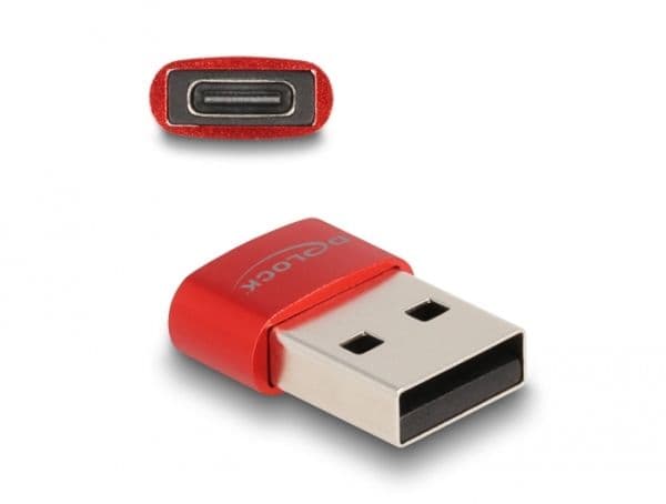 DeLOCK 60050, USB C, USB A, Punainen