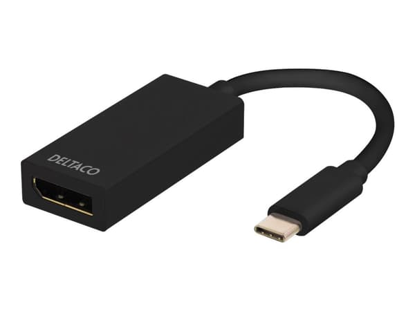 DELTACO USBC-DP - Extern videoadapter - USB-C 3.1 - DisplayPort - svart