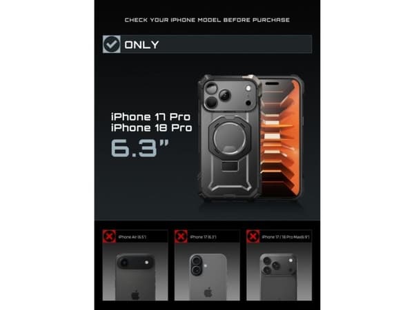 Supcase UB Grip Mag MagSafe Case for iPhone 18 Pro / 17 Pro - Black