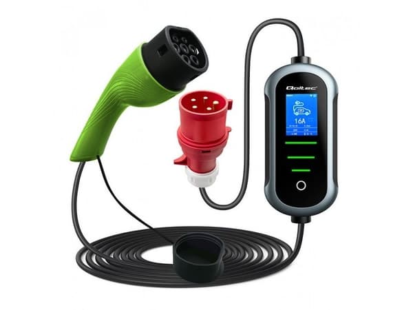 Qoltec - EV-ladestasjon - 11 kW - 16 A (IEC 62196 Type 2) - grå