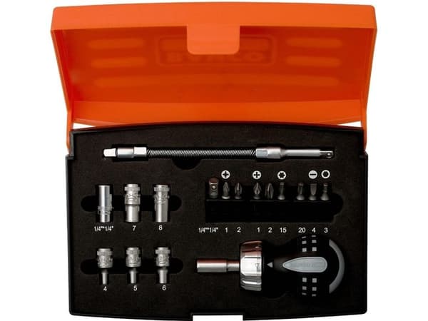 Bahco stubby bitsholder 1/4" med bits PH,PZ,TX,SL,HEX + holder 4–8 mm, 18 deler
