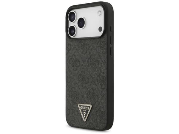 Guess Leather 4G Triangle Strass MagSafe Case for iPhone 17 Pro Max / 18 Pro Max - Black