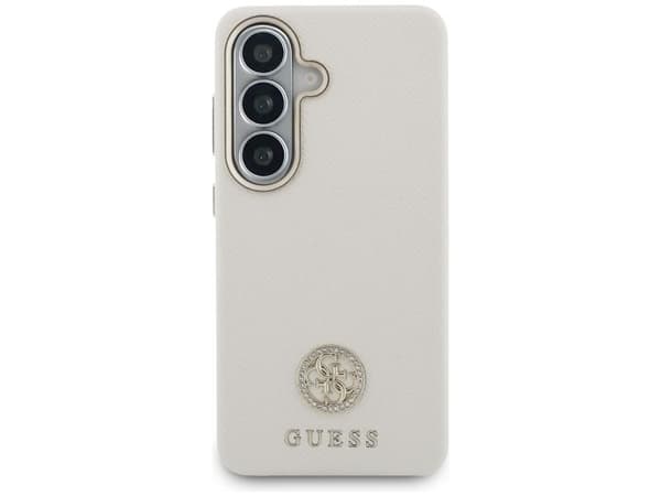 Guess Rhinestone Round Logo MagSafe-etu iPhone til Samsung Galaxy S26 - Beige