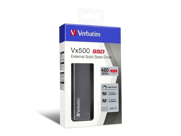 Verbatim Vx500 - SSD - 480 GB - extern (bärbar) - USB 3.1 Gen 2 (USB-C stikforbindelse) - rymdgrå