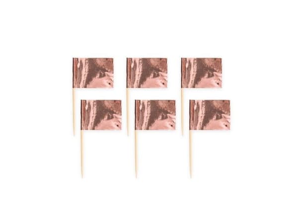 Tårtflaggor i roséguld, 50 st.