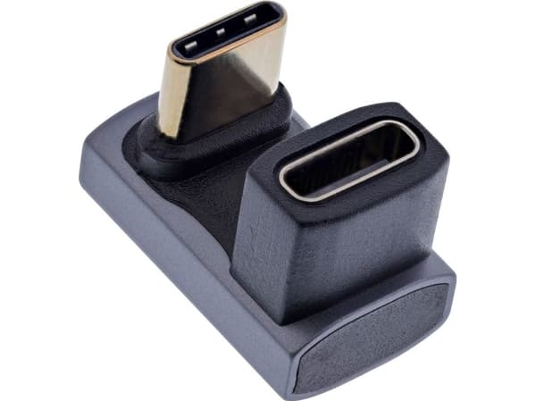 InLine® USB4-sovitin, USB-C-pistoke/pistorasia 180°, alumiini, harmaa