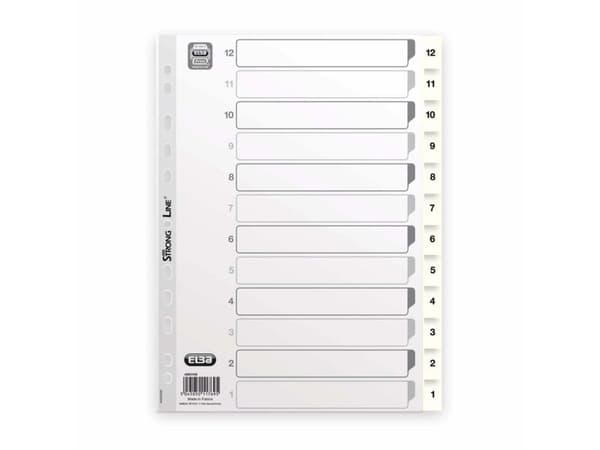 Register, Bantex Basic-line, A4, grå, 12-1