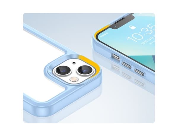 Outer Space-deksel til iPhone 14 Plus hardt deksel med gel-ramme – blå