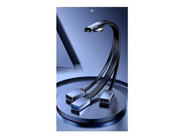 MicroConnect USB-C vinkelsplitterkabel Black (MC-USBCANG-USBA3WAY)