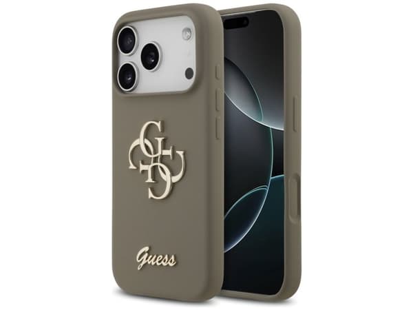 Guess Silicone Big 4G Script-etui til iPhone 17 Pro - brun