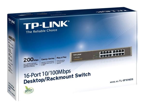 TP-Link TL-SF1016DS - Switch - 16 x 10/100 - stasjonær, rackmonterbar