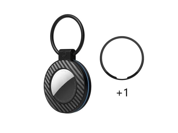 Airtag case with carbon fiber pattern keychain, 4 pcs. - multicolor