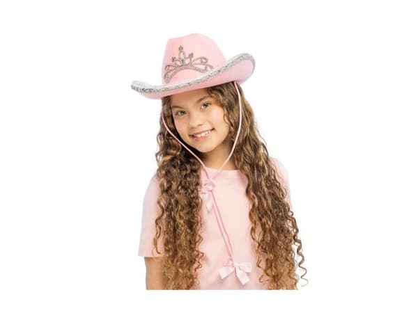 Rosa cowboyhatt med LED-belysning, barn