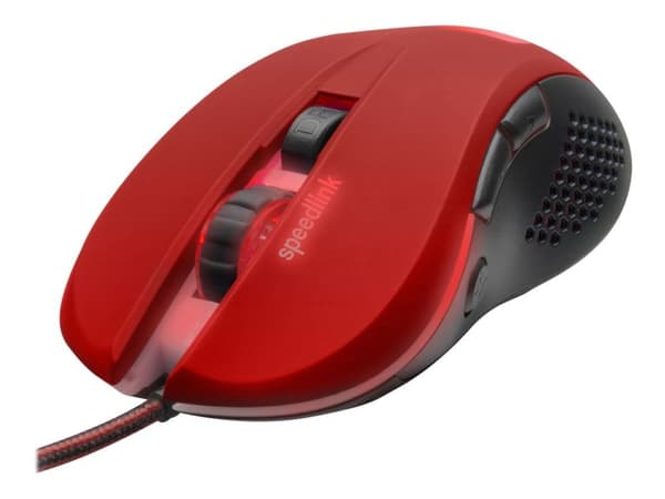 SPEEDLINK TORN, Molempikätinen, Optinen, USB A-tyyppi, 3200 DPI, Musta, Punainen