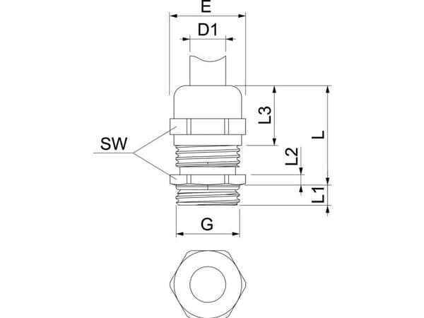 Obo Bettermann 2086024, mässing, Rak, M16, 5 mm, IP68, -20 - 100 ° C
