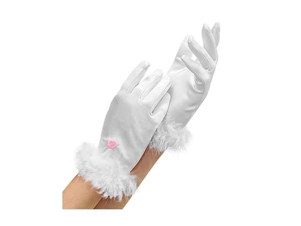 Hvide satin handsker, børn