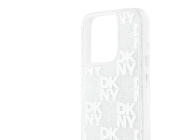 DKNY Liquid Glitter multilogo-etu iPhone 15 Pro - hvit