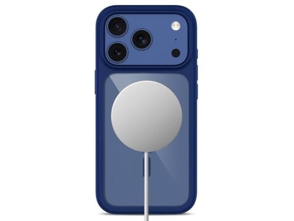 Tech-Protect MagOne MagSafe CC Case + Tempered Glass 2-Pack for iPhone 18 Pro / 17 Pro - Clear Navy Blue