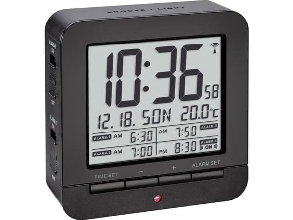 TFA - Väckarklocka - rektangulär - elektronisk - skrivbord - svart