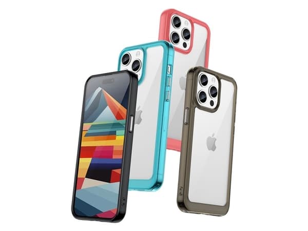 Forsterket etui med fleksibel ramme for iPhone 15 Pro Max Outer Space - rød