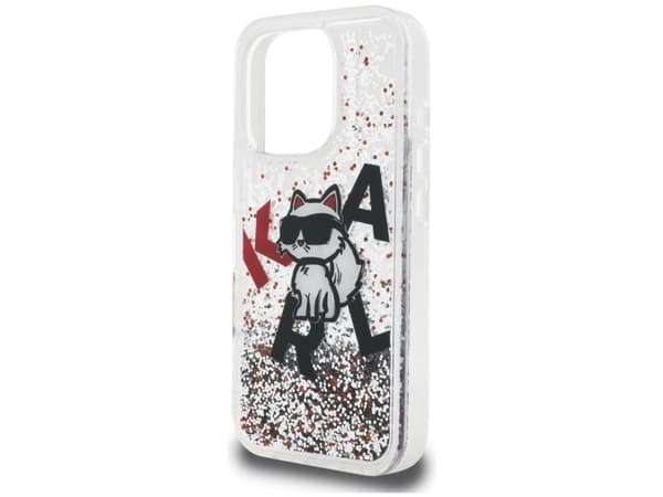 Karl Lagerfeld Liquid Glitter Choupette Logo Case for iPhone 16 Pro - Clear