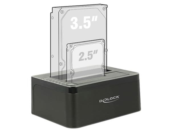 Delock Dual Docking Station SATA HDD > USB 3.0 with Clone Function - Diskkontroller - 2.5", 3.5" - SATA 6Gb/s - USB 3.0
