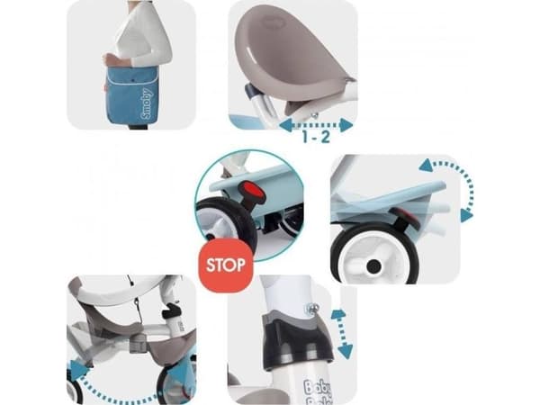 Smoby Balade Plus, 1 år, 3 hjul, Sort, Blå, Grå, Hvit
